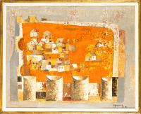 Jose Lapayese Del Rio. "The City" ("Ciudad") Original Oil on Canvas