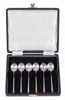 James Dixon & Sons Silversmiths, Sheffield England Six Antique Demitasse Spoons in Original Presentation Box