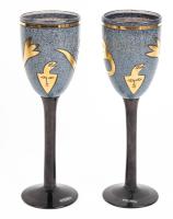 Striking Hand Painted Wine Goblets by Kosta Boda, Signed, Mint, Unused