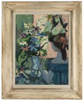 J. Douglas Duder. "Girl With Flowers" Oil On Masonite