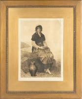 Mathilde Teyssonnieres - After S Feyen Perrin. Peasant Girl With a Jug Oversized Engraving from 1888