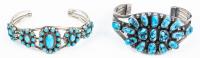 Two Petite Navajo Sterling Silver Cuff for the Lady The Best Boasting 17 Highly Polished Kingman Turquoise Nuggets