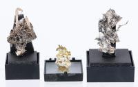Naturally Formed Gold on Quartz and Two Examples of Dendritic Silver on Calcite