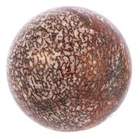 Medium Fossilized Dinosaur Bone Skillfully Crafted Into a Mesmerizing Sphere of Reds and Blacks