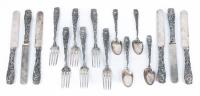 Rare Set of Early Chinese Sterling Silver Flatware in a Dramatic Imperial Dragon Motif