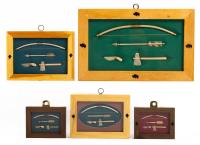 Native American Miniature Bows, Arrows, Knives and Tomahawks all Handmade in Incredible Detail and Beautifully Framed