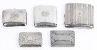 Five Sterling Silver Cigarette Cases All From Europe, Four From Birmingham, England, One From Germany