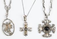 Three Excellent Sterling Silver Pendants of Faith with Sterling Silver Chains