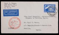 Germany South America Flight Zeppelin Cover To Spain