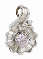 Ladies Petite and Beautiful 18K White Gold Diamond Pendant Centered with a Light Pink Diamond