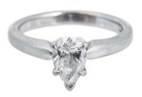 Ladies Platinum .90 Carat Tear Drop Shaped Diamond Engagement Ring