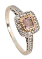 Ladies Custom Designed 18K White and Rose Gold Ring Centered with a Natural Pink Diamond