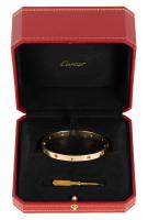 Ladies Cartier 18K Yellow Gold Love Bracelet with 10 Semi-Precious Gem Stones Boasting Brilliant Colors