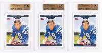 Johnny Unitas: Three 2006 Topps #6 All Three Graded 9.5 by Beckett 25 Cards Total