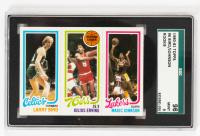 Larry Bird, Magic Johnson 1980-81 Topps #6 Rookie Card SGC Grade 9 Mint.
