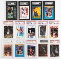 Michael Jordan: Fourteen Sports Cards Including 1995-96 Finest Hotstuff #51 Beckett Grade 8.5 NM-Mint & 1991-92 Skybox #