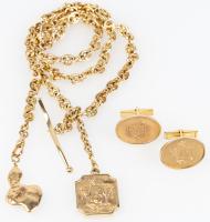 One of the Finest Watch Chains we have Offered to Date. A Heavy, Solid 14K Yellow Gold Chain, Fob and Charm with Matchin