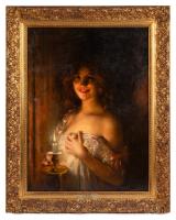 Leon Francois Commere. "Good Night" Original Oil on Canvas