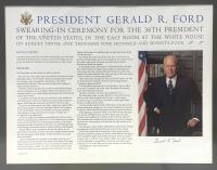 Gerald Ford: Scarce Commemorative Broadside Signed by Ford as President on the Occasion of his Inauguration.