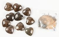 Ten Stony Meteorite Heart Shaped Beads