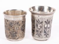Two Outstanding Imperial Russian, Beaker Style Kiddush Cups both Hallmarked Middle 1850's, 84 Silver of Exceptional Qual