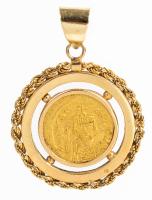 Byzantine Gold Solidus Pendant of Fine Quality. The Coin Features Emperor Phocas Augustus and an Angel on Verso Holding