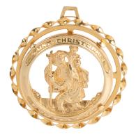 Beautiful St. Christopher's Medallion Pendant in 14K Yellow Gold