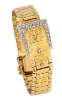 Ladies "Secret Watch" Inside Buckle Bracelet in 14K Yellow Gold with Accent Diamonds