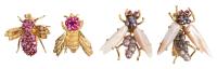 Pair of Lovely Honey Bee Pins and a Pair of Very Unusual Insect Pins made of Pearls and Mother of Pearl for the Wings