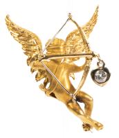 Ladies Supremely Elegant 18K Yellow Gold Greek God Eros in Flight with Arrow Tipped with a Diamond