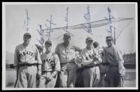 From 1935, Seven (7) Signatures by Pittsburgh Pirates on Double Weight Black & White Photo. Three Hall of Famers