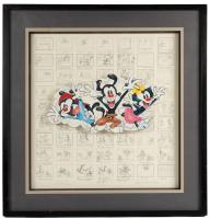 Animaniacs Fine Art, 3-D Presentation with Art and Storyboard Background Signed by Voice Actors