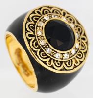 Beautiful Ring, Appears Never to have been Worn, Kiam Family Jewels in 10K Gold, Enamel, Garned and Diamonds
