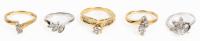 Two Bridal Sets and One Engagement Ring all in 14k Gold Some with a Mix of Both Yellow and White Gold