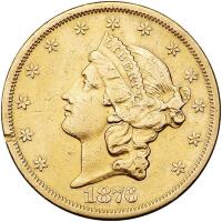1876-S $20 Liberty Sharpness of VF