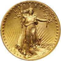 1907 $20 St. Gaudens. High Relief, Wire Rim PCGS AU50