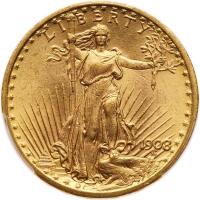 1908 $20 St. Gaudens. No Motto PCGS MS64