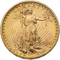 1908-D $20 St. Gaudens. No Motto PCGS MS63