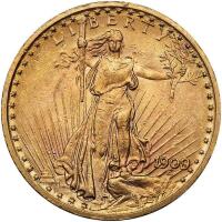 1909/8 $20 St. Gaudens PCGS MS62