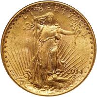 1914-S $20 St. Gaudens NGC MS62