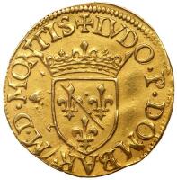 France: Dombes. Ecu d'or or &Acirc;&frac12; Pistole, 1579 NGC About Unc