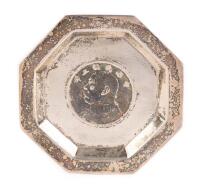 China. Silver Dish with Republic. Dollar, Year 3 (1914) at Base EF Details