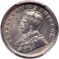 India-British. &Acirc;&frac14; Rupee, 1911 (C) PCGS Unc