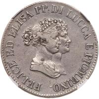 Italian States: Lucca. 5 Franchi, 1805 NGC EF