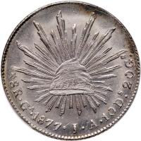 Mexico. 8 Reales, 1877/6-Ga JA PCGS MS63