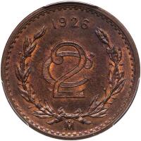 Mexico. 2 Centavos, 1926-Mo PCGS MS64 RB