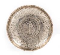 Worldwide. Silver Dish with Great Britain 1930 Trade Dollar at Base