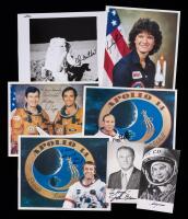 Collection of American Astronauts and One History Making Cosmonaut. 6 Photos, 8 Signatures