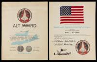 ALT Test Program Presentation with Flown Flag and Certificate of Thanks for the Successful ALT Flights