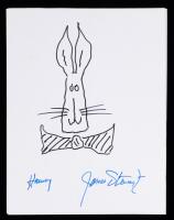 Jimmy Stewart: Beloved Actor from Hollywood's Golden Age. Hand-Drawn Rabbit Signed "Harvey" and Jimmy Stewart